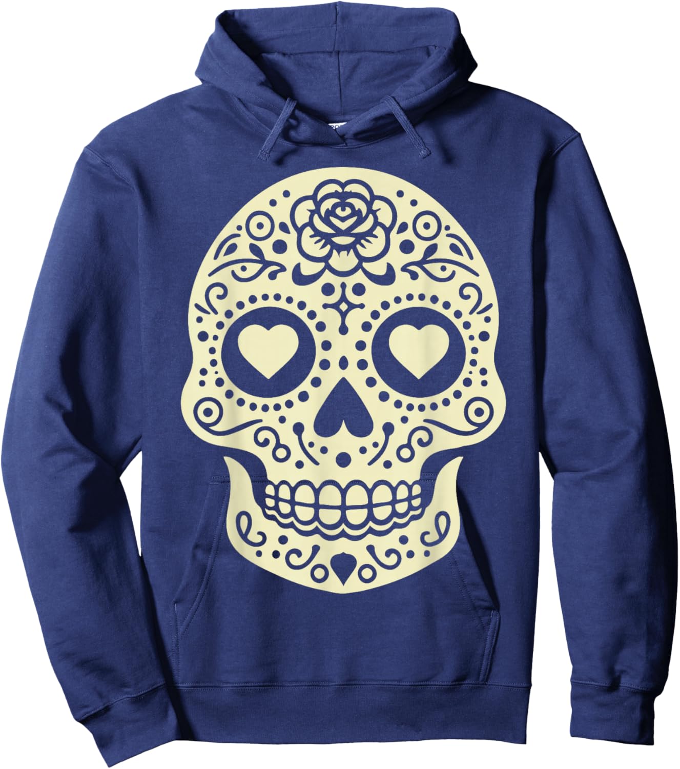 Valentine's Day Sugar Skull Hearts Love Hoodie - Hoodie | Navy