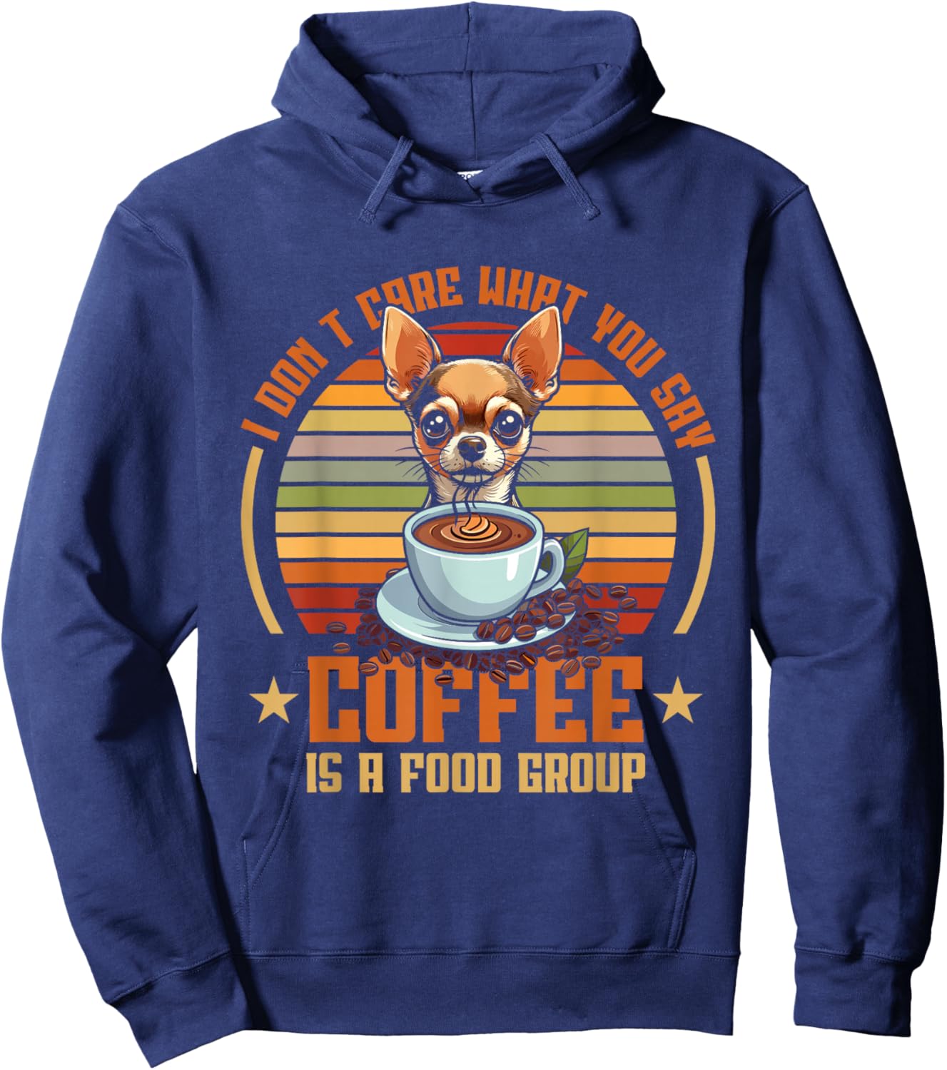 Retro Chihuahua Coffee Hoodie - Hoodie | Navy