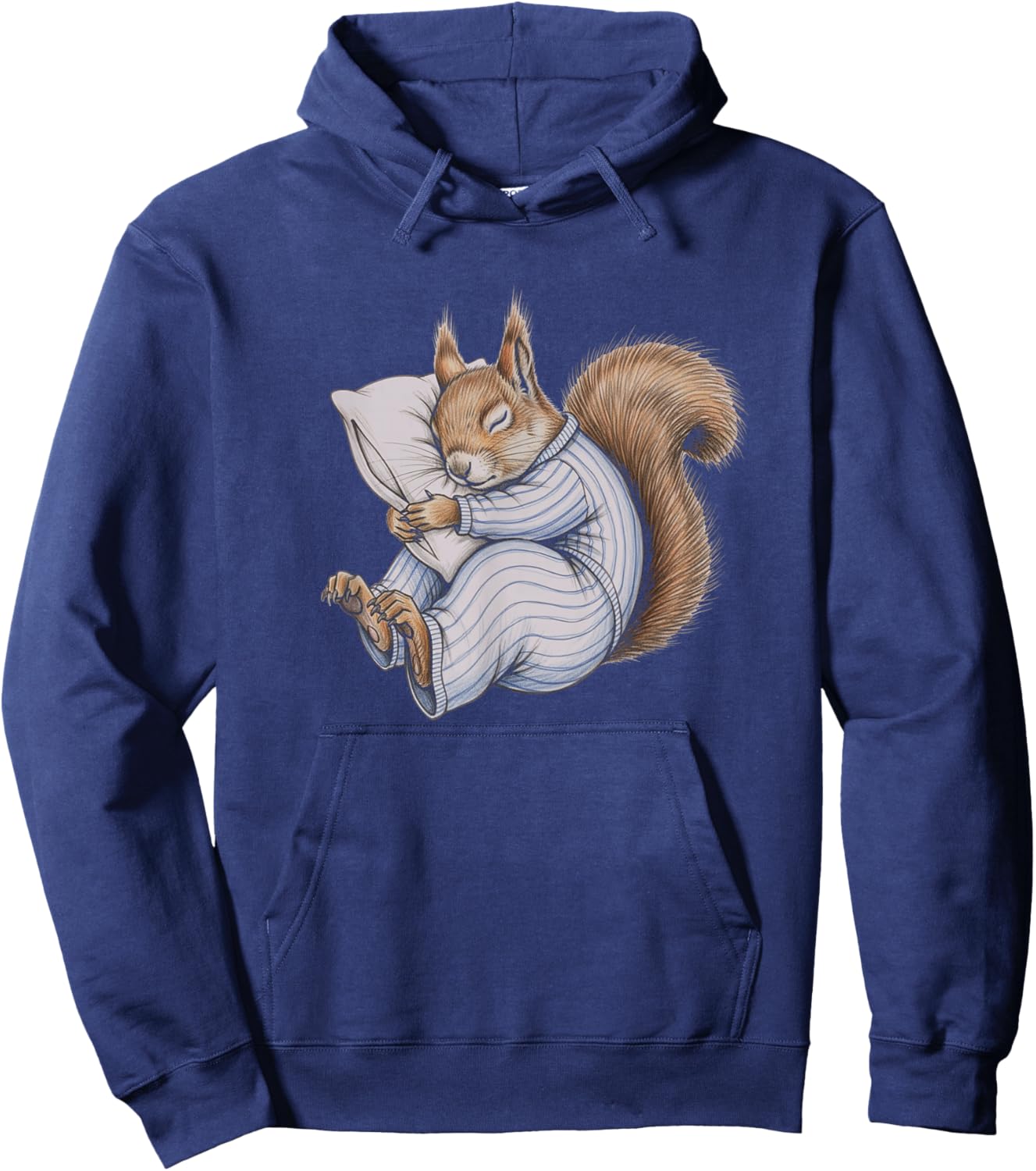 Sleeping Pajama Squirrel Drawing Art Design Hoodie - Hoodie | Navy