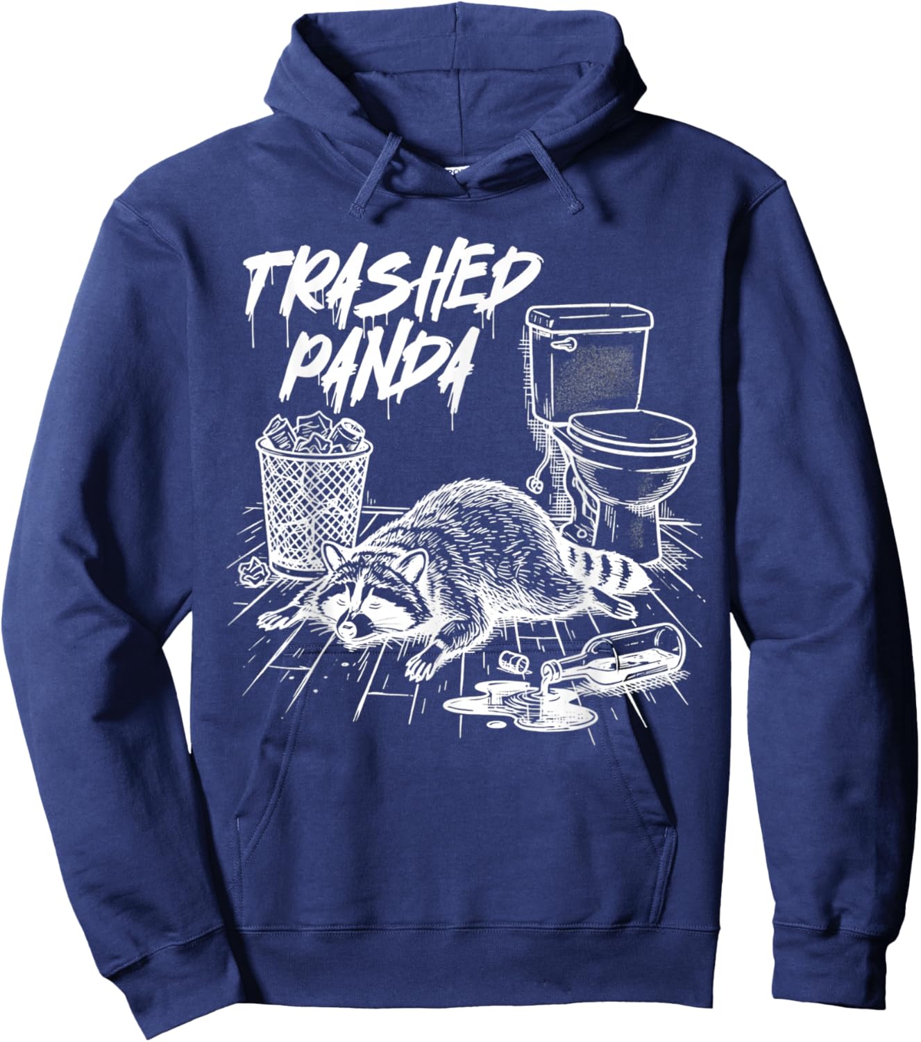 Trashed Panda Funny Drunk Racoon Hoodie - Hoodie | Navy