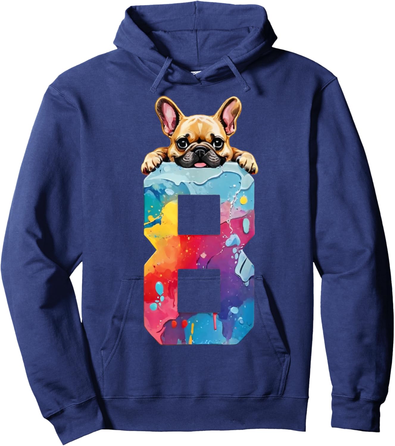 Dog 8 Years French Bulldog 8th Birthday Hoodie - Hoodie | Navy