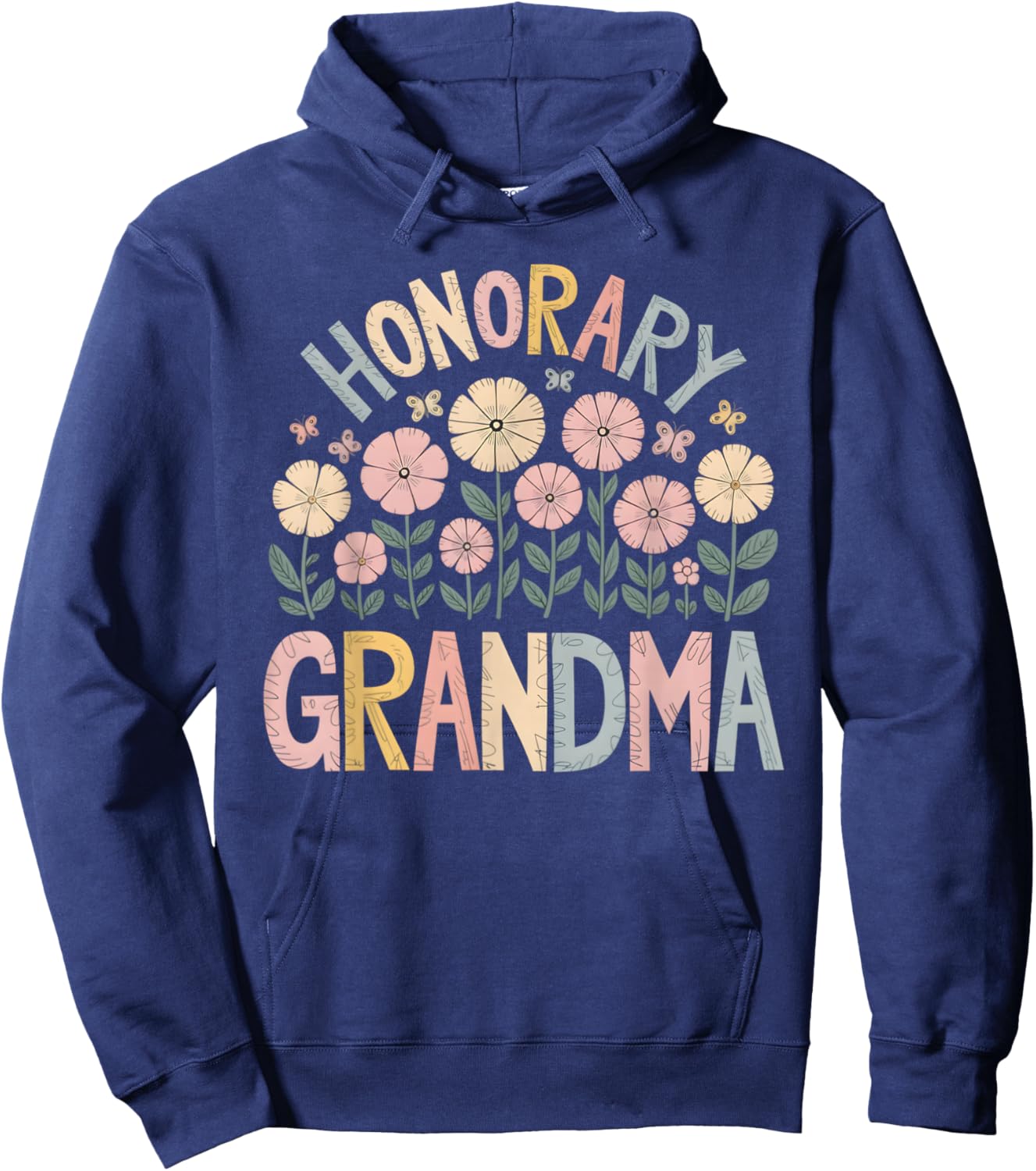 Honorary Grandma Floral Hoodie - Hoodie | Navy