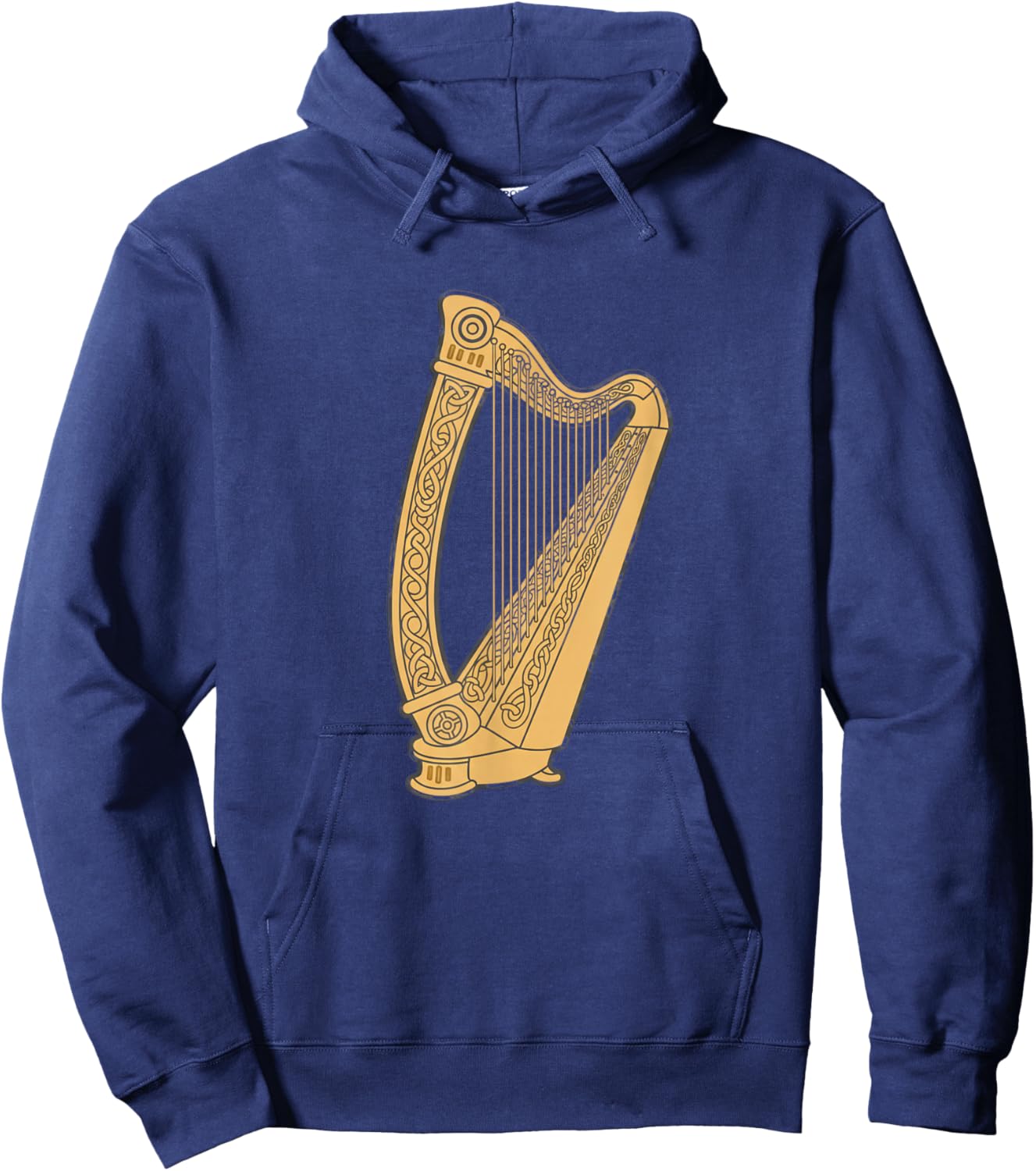 Irish Harp Illustration Celtic Instrument Music Hoodie - Hoodie | Navy