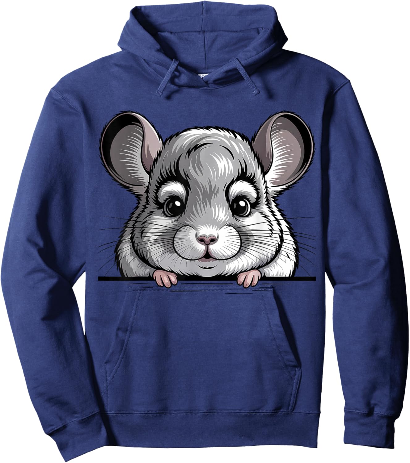 Chinchilla Funny Peeking Fluffy Pet Animal Hoodie - Hoodie | Navy