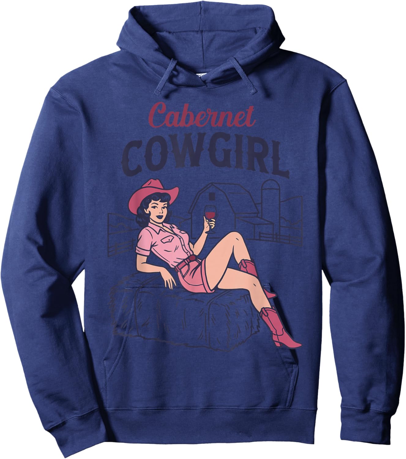 Cute Cabernet Cowgirl Wine Lover Hoodie - Hoodie | Navy