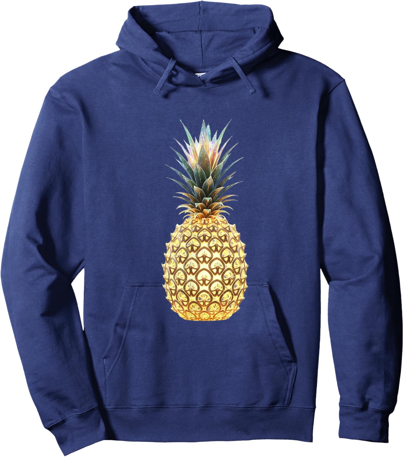Golden Pineapple Glow , Funny Fruit Design Hoodie - Hoodie | Navy