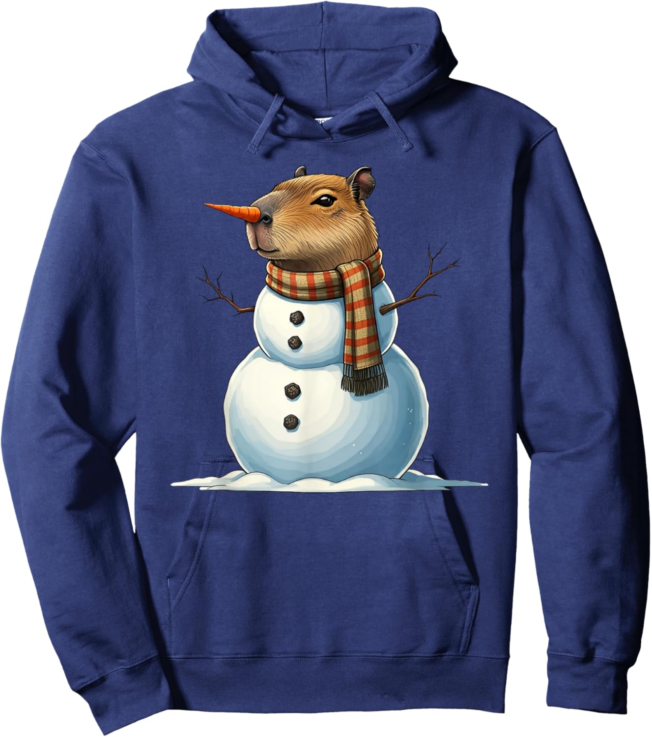 Funny Capybara Snowman Scarf Christmas Kids Hoodie - Hoodie | Navy