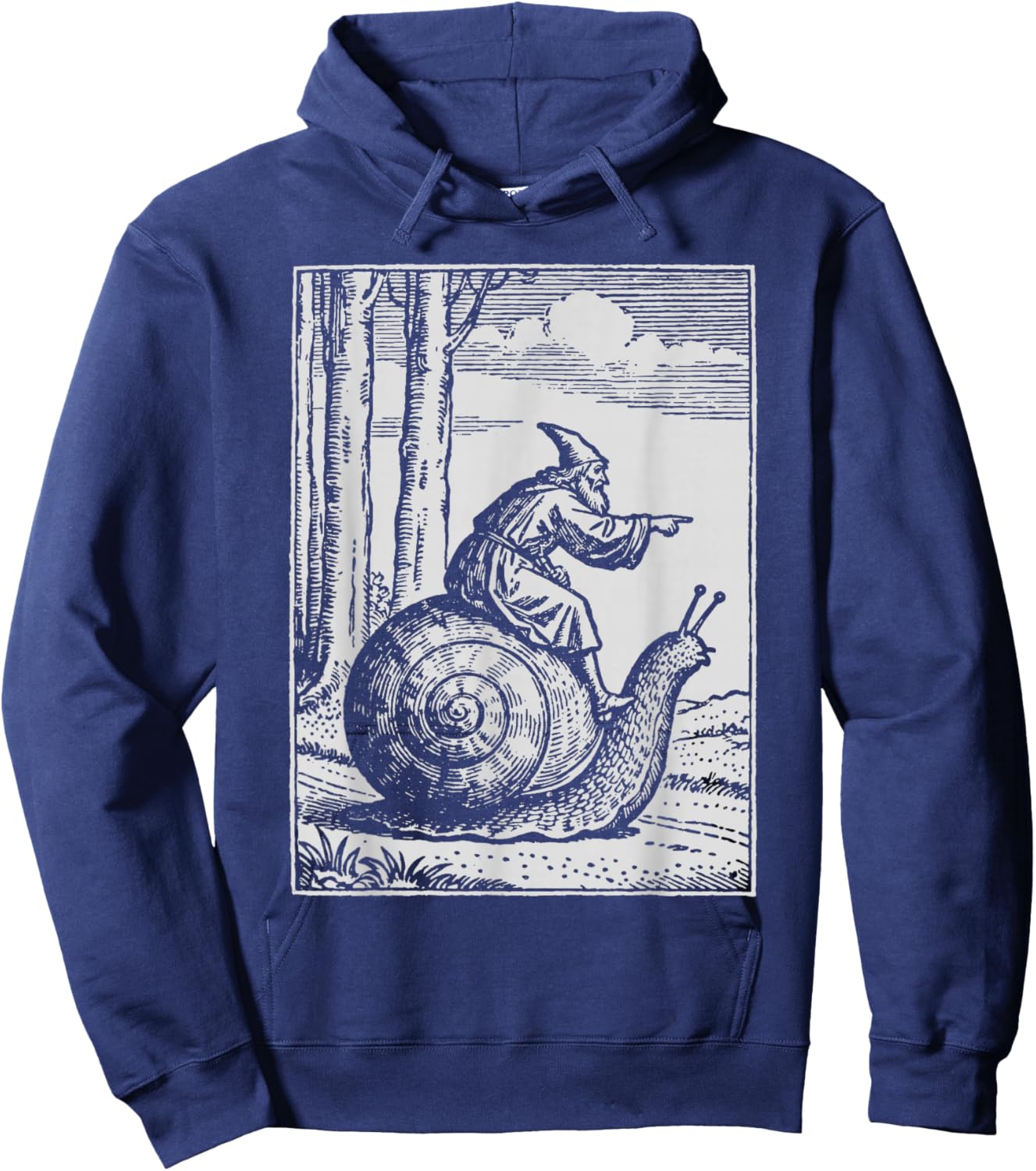 Retro Medieval Wizard Snail Rider Hoodie - Hoodie | Navy