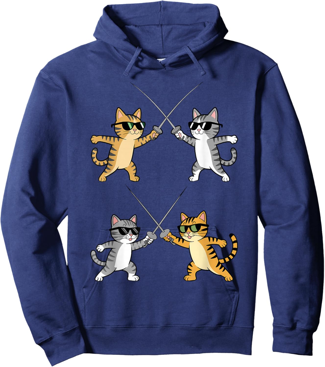 Fencer Cat with Epee Fencing Hoodie - Hoodie | Navy
