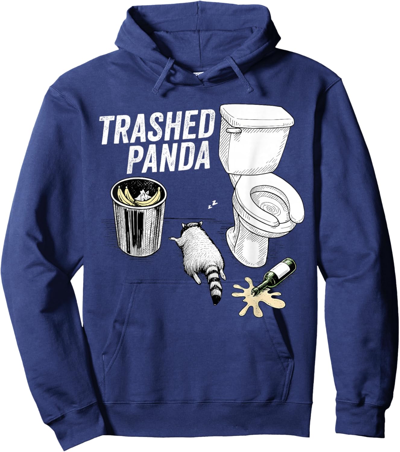 Funny Trashed Panda Racoon Gets Drunk Hoodie - Hoodie | Navy
