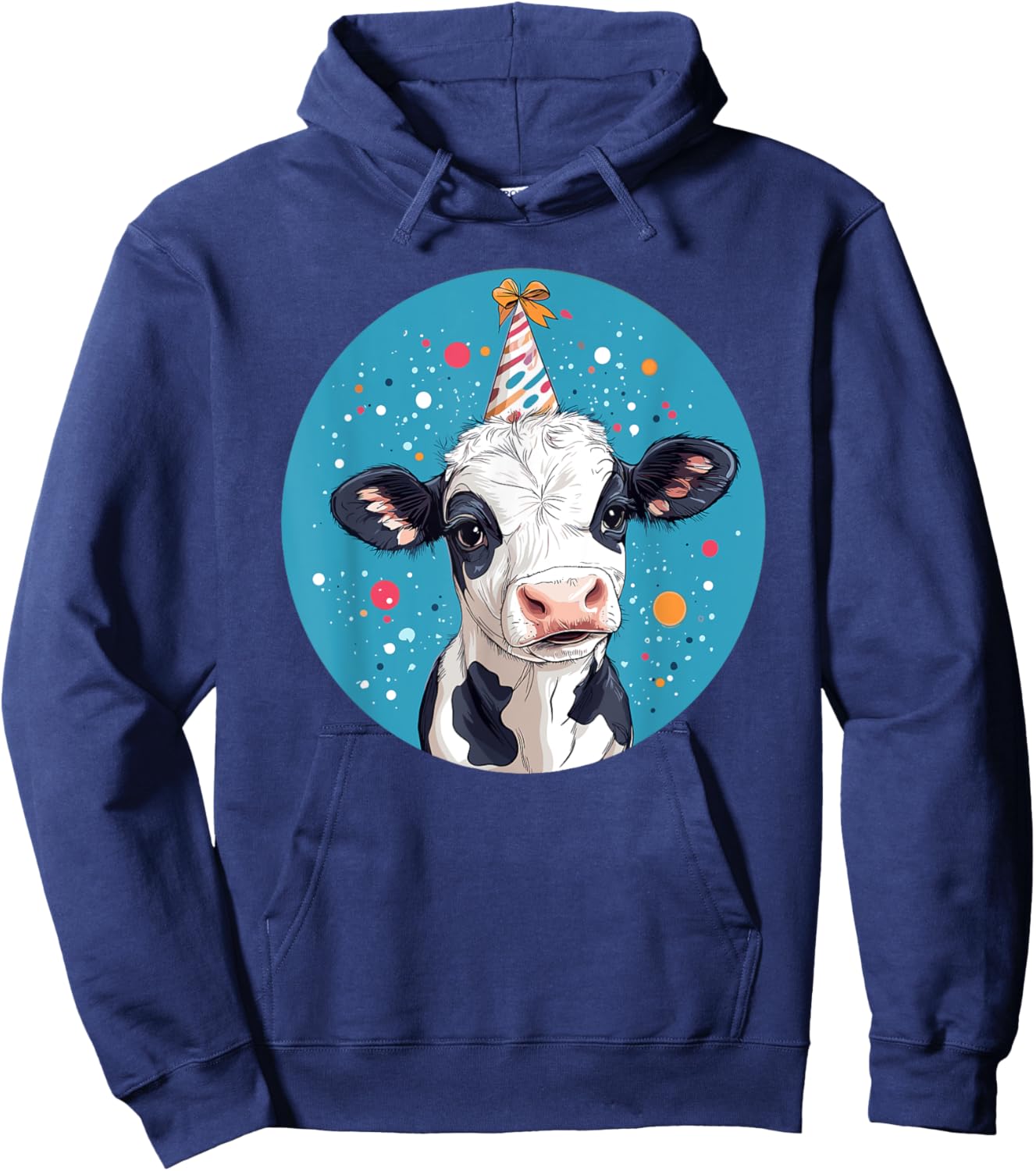 Party Hat Adorable Cow Birthday Bash Hoodie - Hoodie | Navy