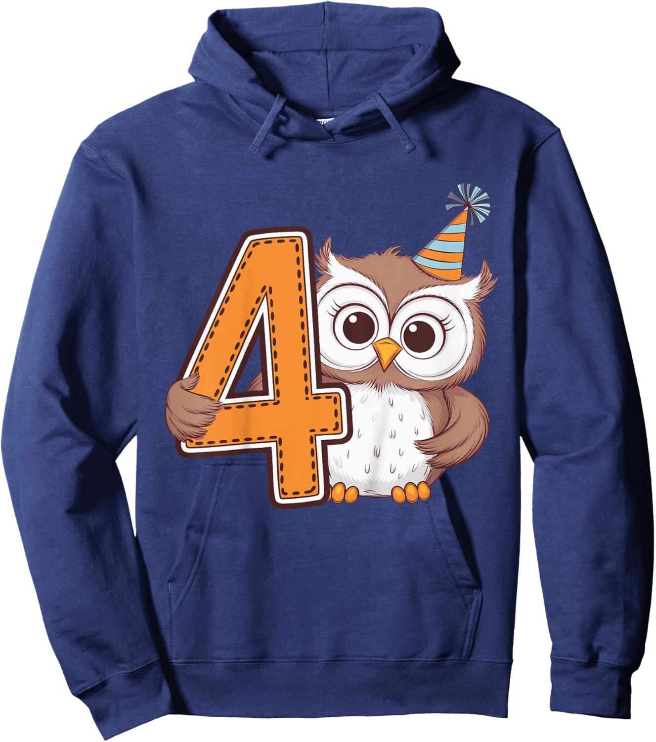 Kids 4th Birthday Owl Kids Hoodie - Hoodie | Navy