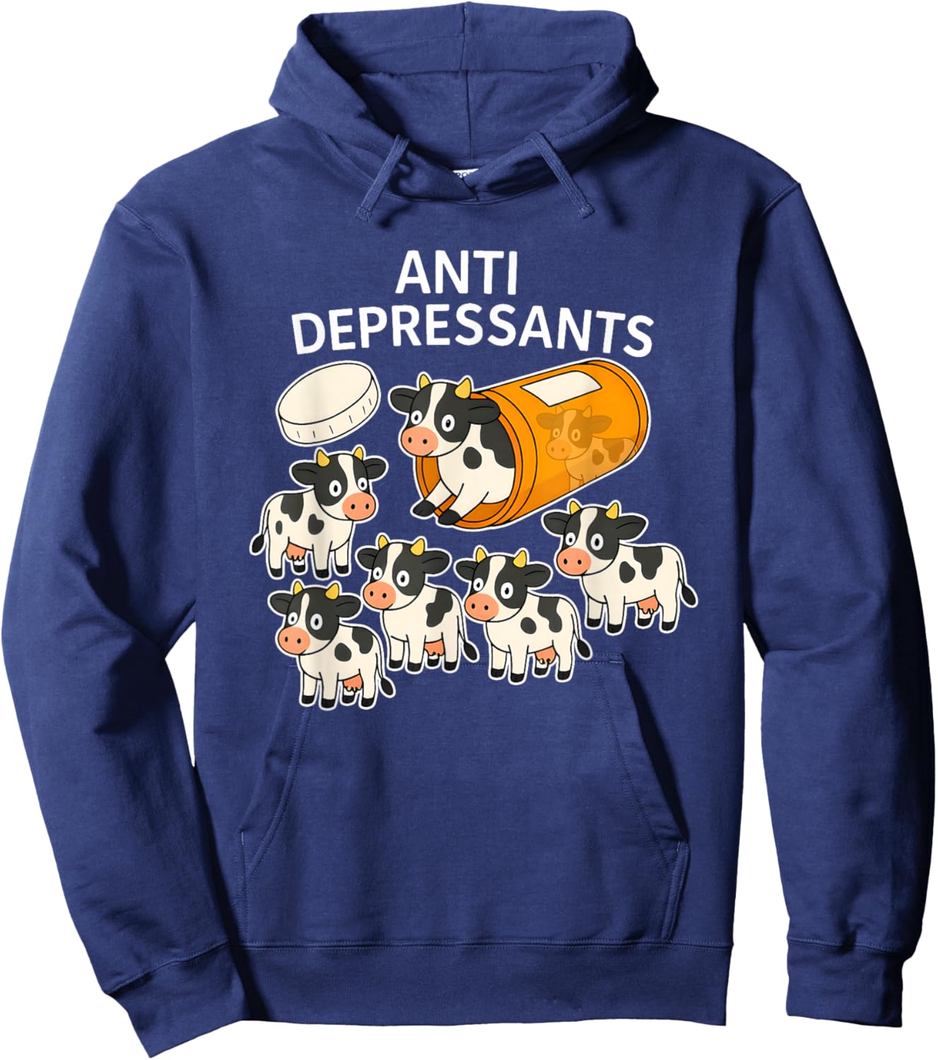 Anti Depressants Cow Funny Women Hoodie - Hoodie | Navy