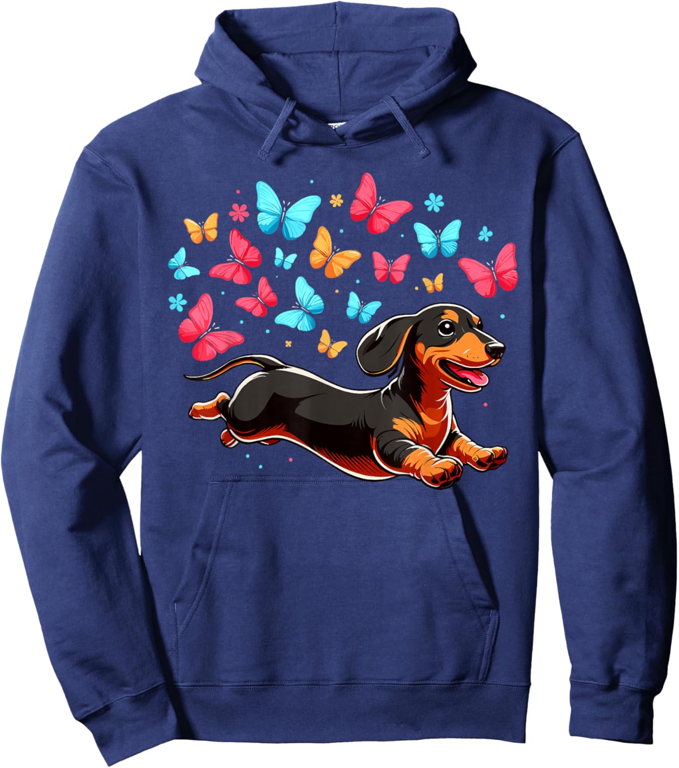 Dachshund With Butterflies Hoodie - Hoodie | Navy