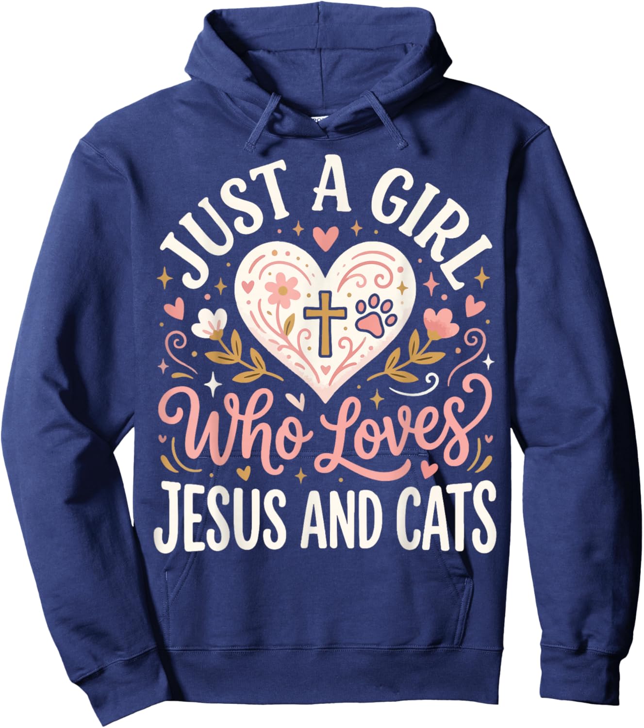 Just A Girl Who Loves Jesus and Cats Hoodie - Hoodie | Navy