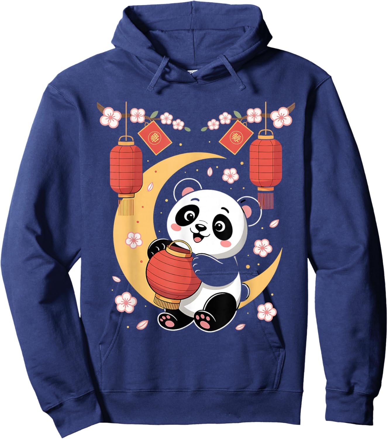 Chinese New Year Panda Lantern Blossom 2026 Hoodie - Hoodie | Navy