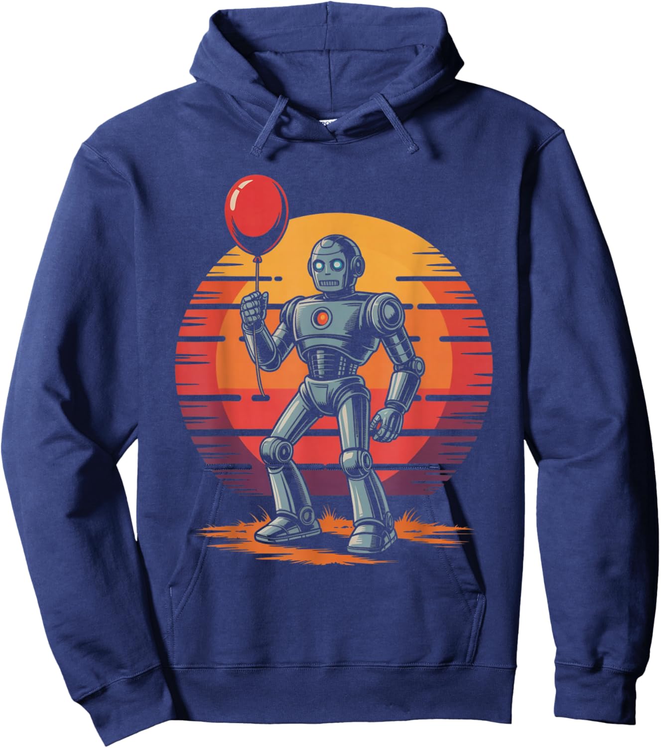 Robot with Balloon - Vintage Funny Robot Lover Hoodie - Hoodie | Navy