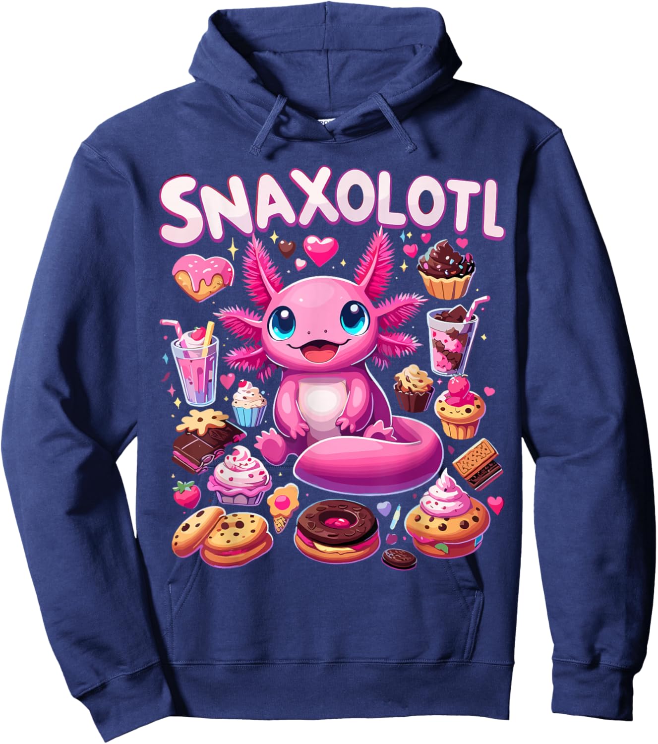 Axolotl Snaxolotl Funny Snacks Axolotls Hoodie - Hoodie | Navy
