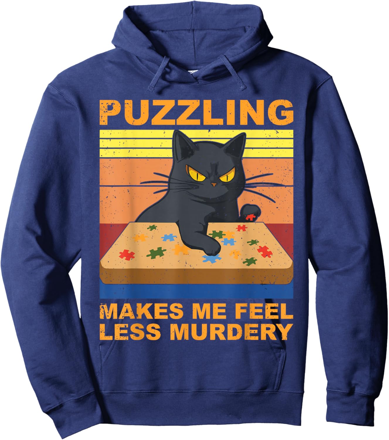 Jigsaw Puzzle cat Puzzler Funny Puzzle Lover Hoodie - Hoodie | Navy