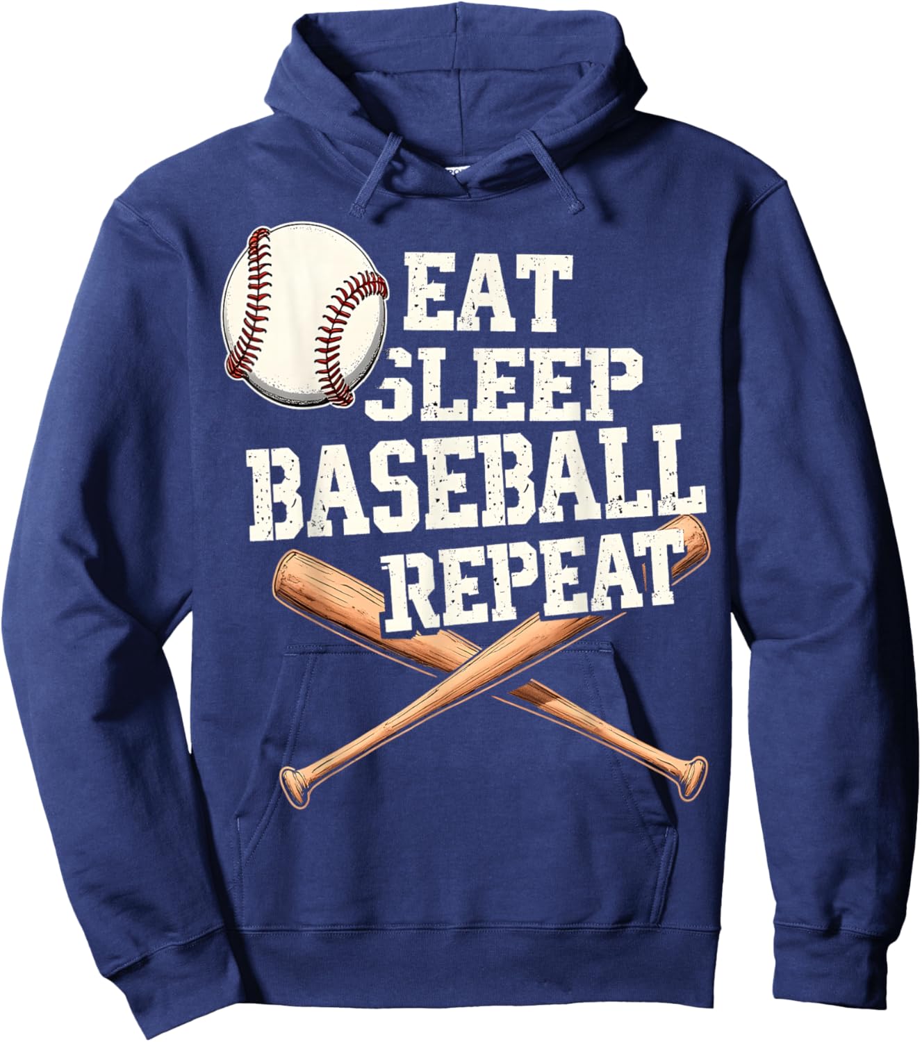 Eat Sleep Baseball Repeat Funny Hoodie - Hoodie | Navy