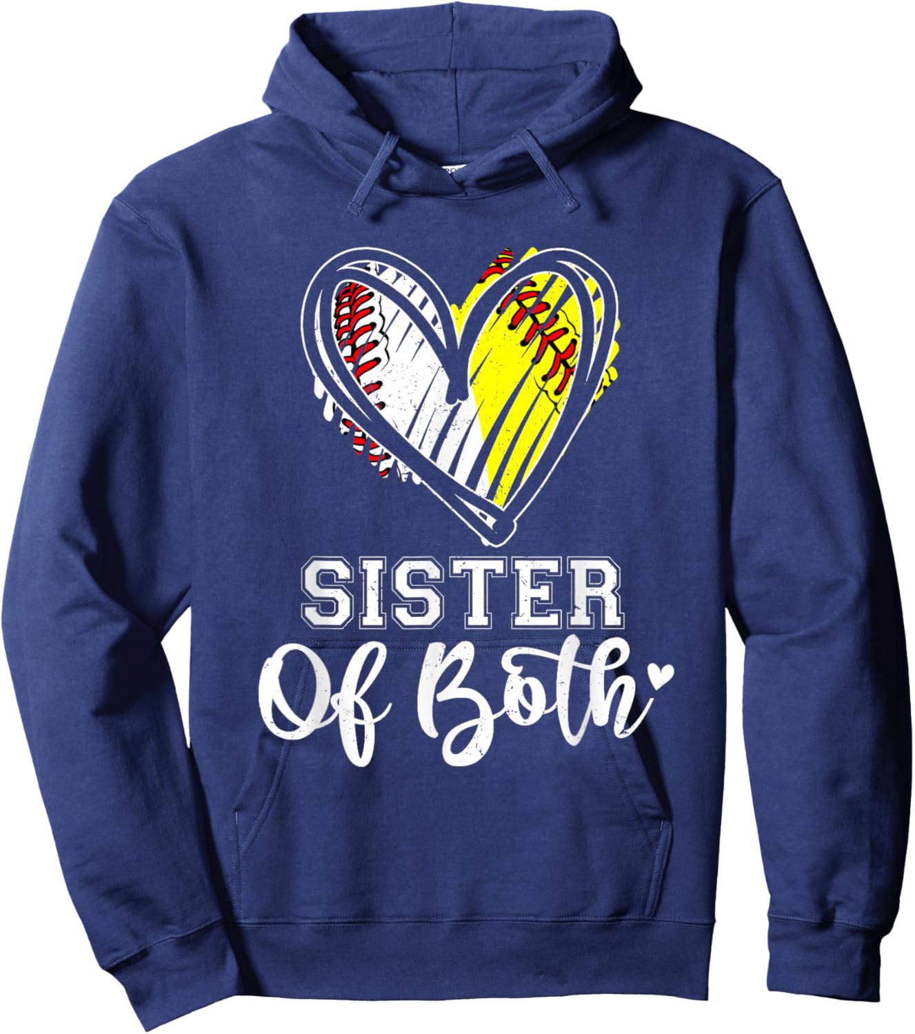 Sister Of Both Baseball Softball Sister Hoodie - Hoodie | Navy