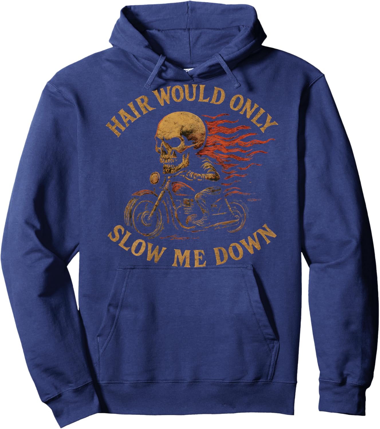 Bald Biker Skull Motorcycle Rider Funny Graphic Hoodie - Hoodie | Navy