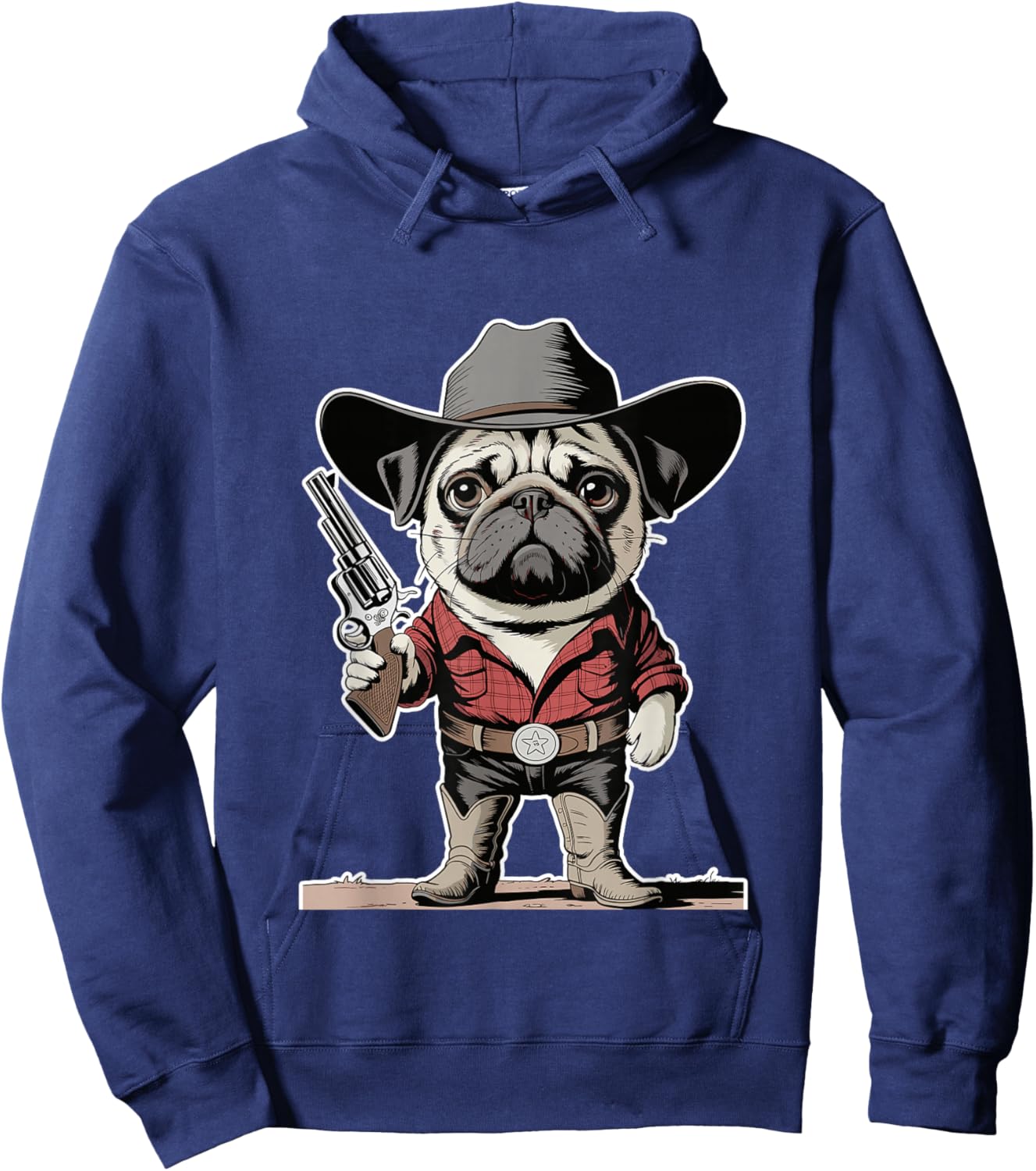 Cowboy Pug Dog Funny Western Dog Lover Hoodie - Hoodie | Navy
