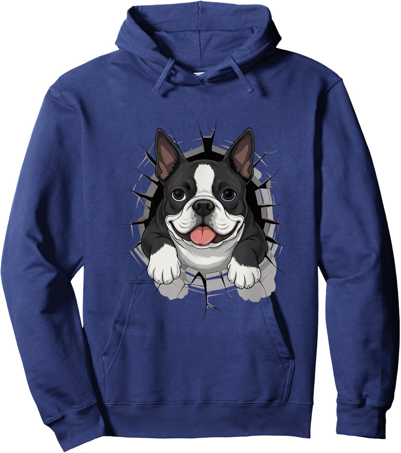Cracked Wall Boston Terrier Hoodie - Hoodie | Navy