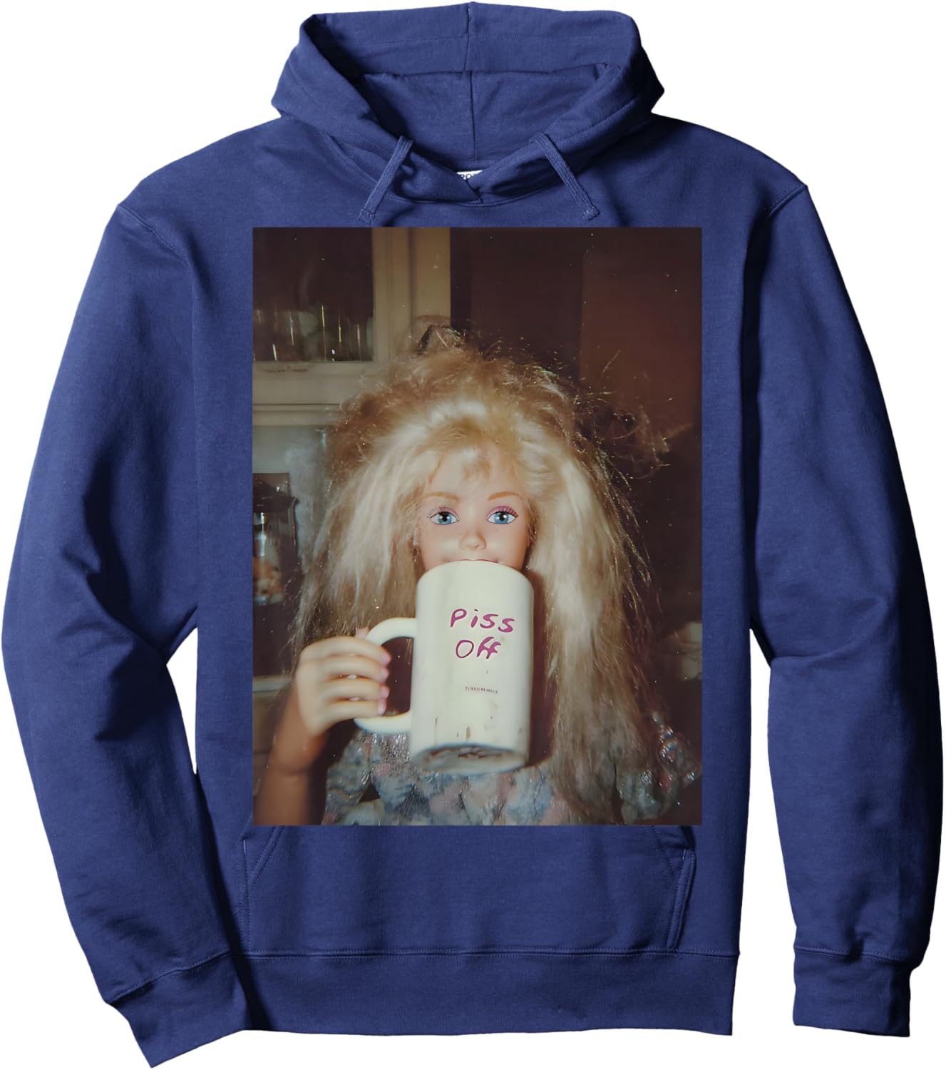 Distressed Doll Face Meme Hoodie - Hoodie | Navy