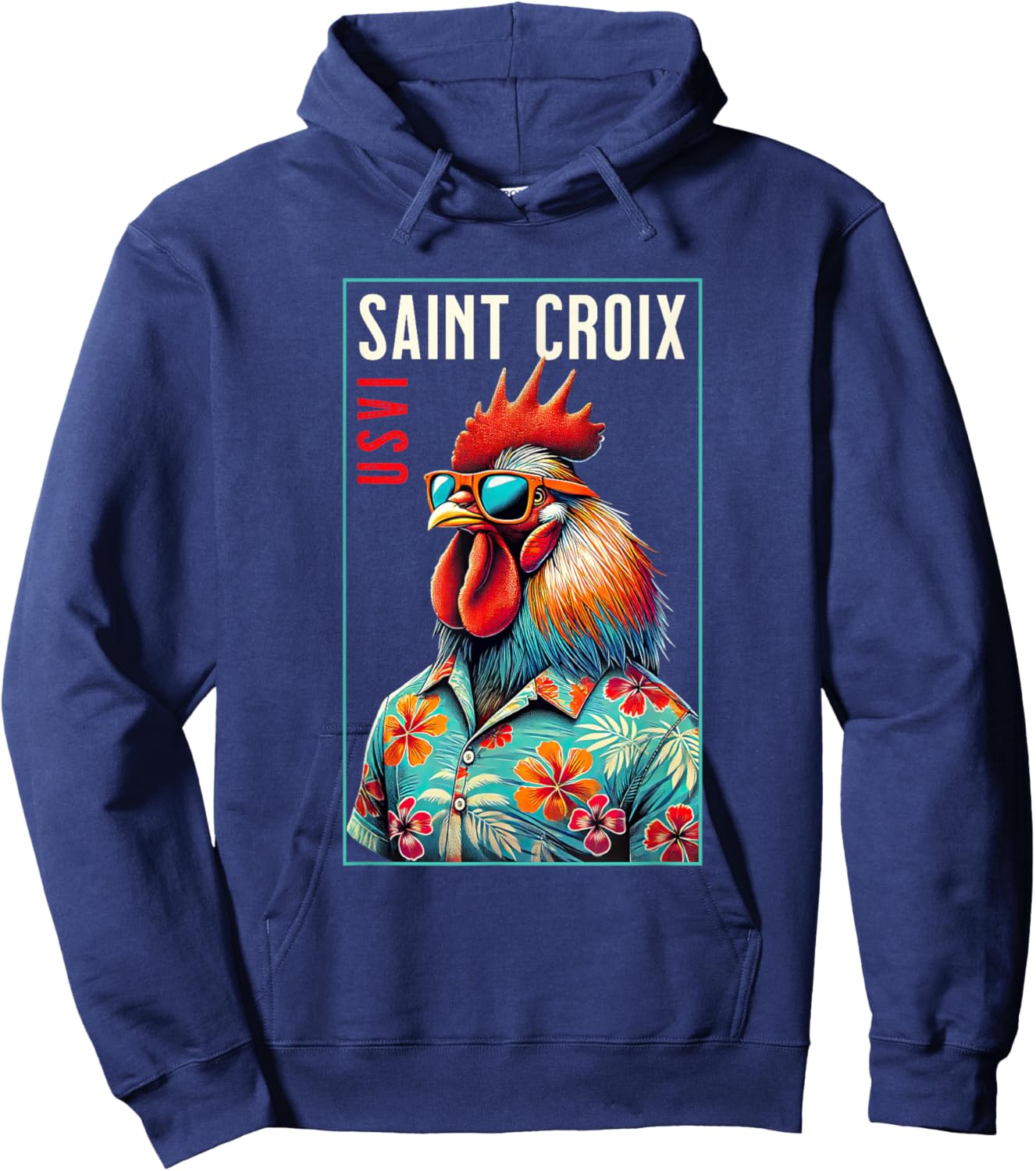 Saint Croix USVI Beach Chicken Rooster Lover Hoodie - Hoodie | Navy