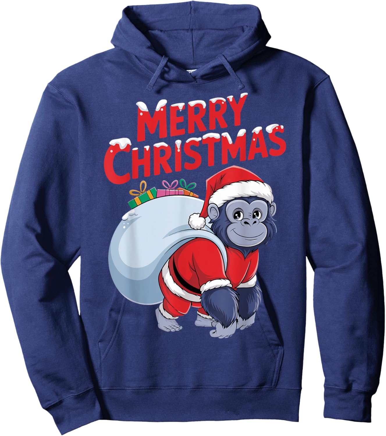 Xmas Gorilla Santa on Gorilla Christmas Hoodie - Hoodie | Navy