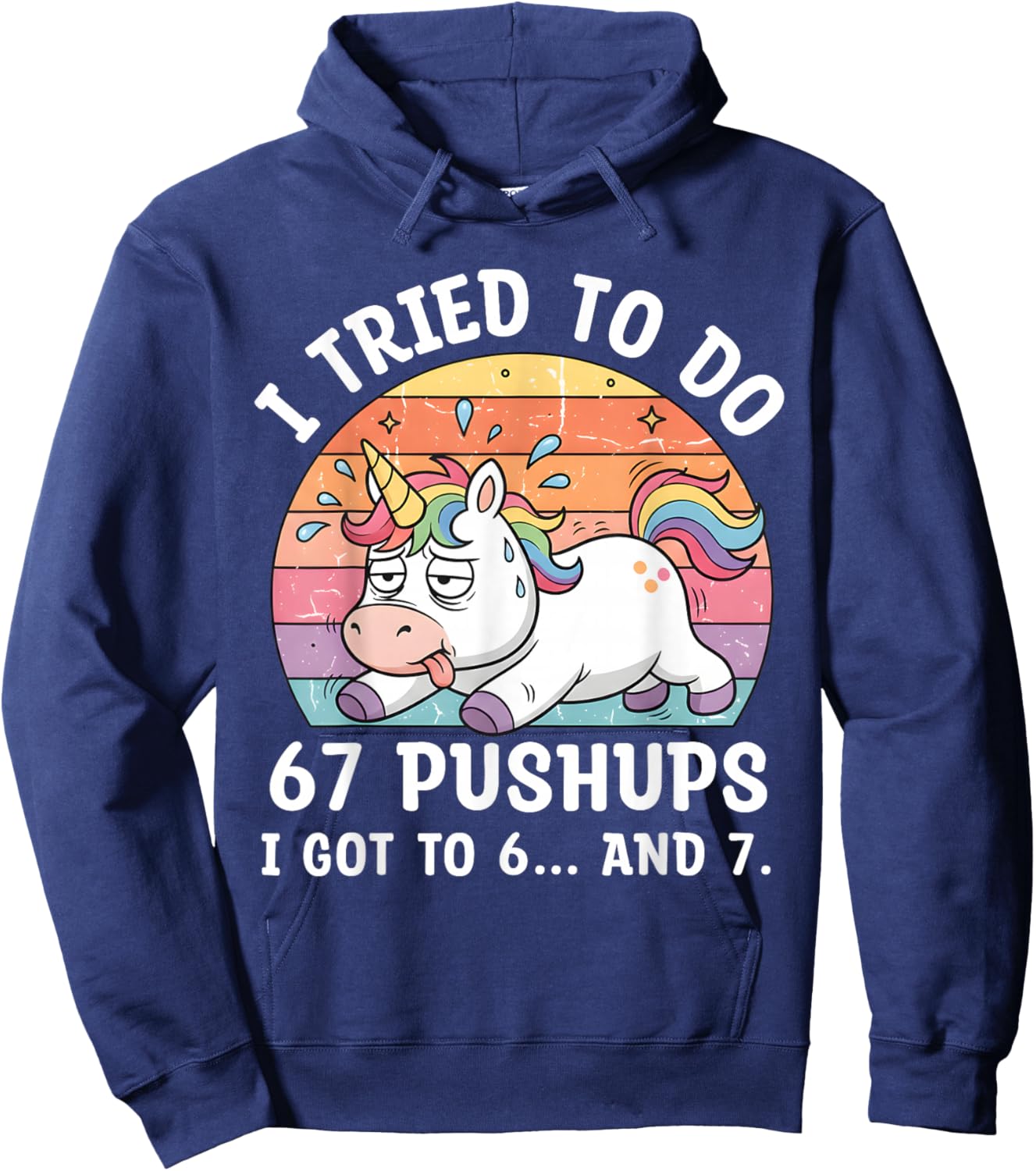 Funny Unicorn Fitness 67 Pushups Meme Hoodie - Hoodie | Navy