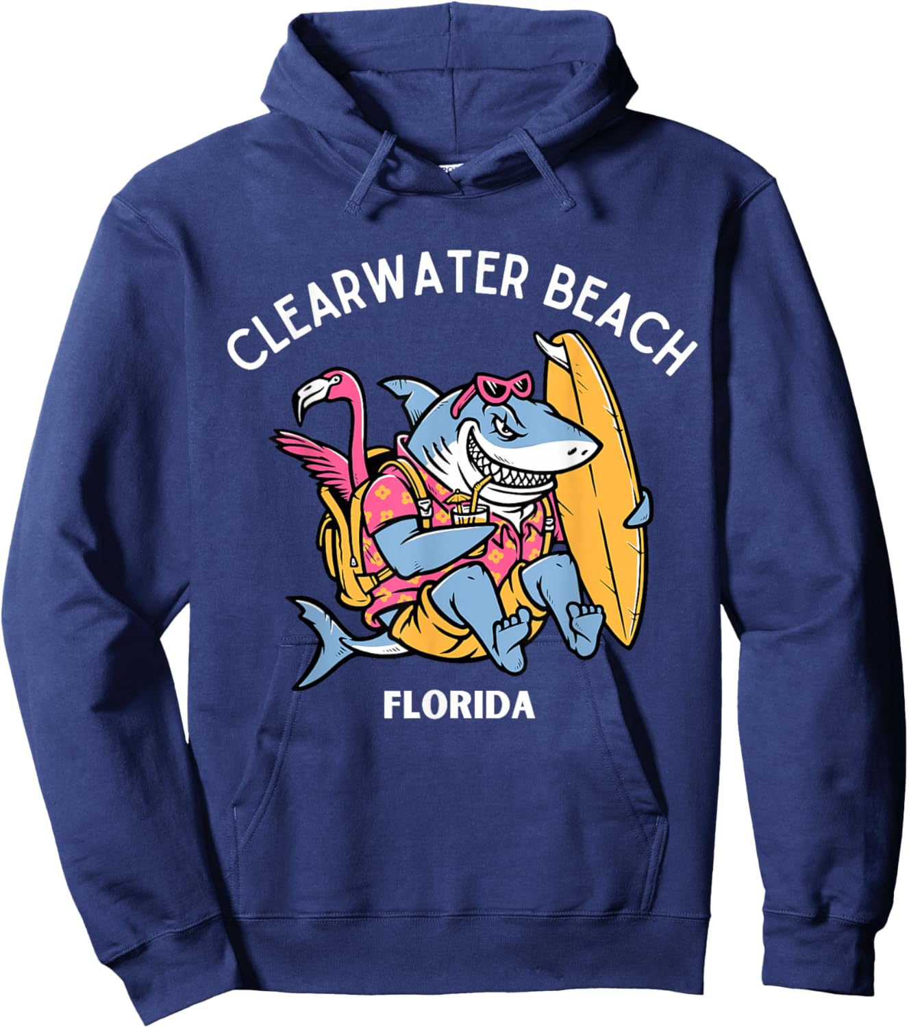 Fun Shark Design Clearwater Beach Florida Hoodie - Hoodie | Navy