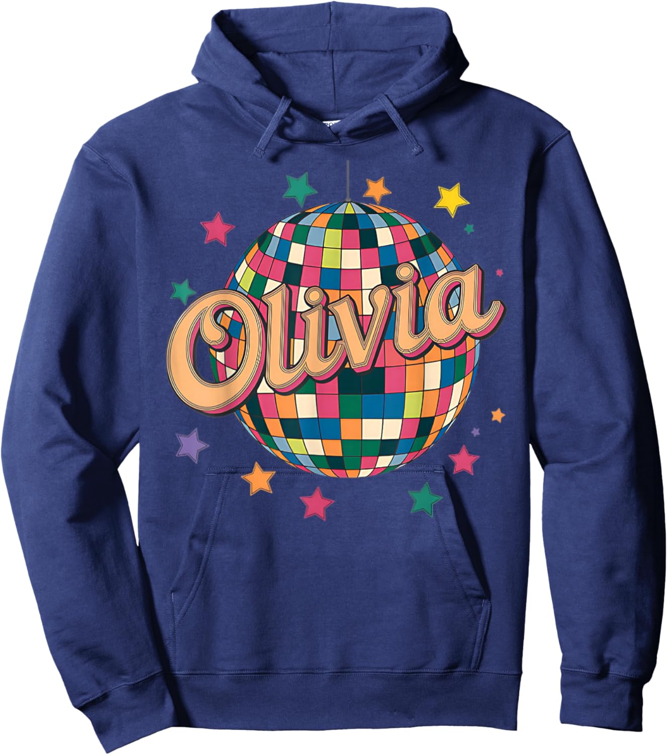 Girl Retro Olivia First Name Personalized Heart Hoodie - Hoodie | Navy