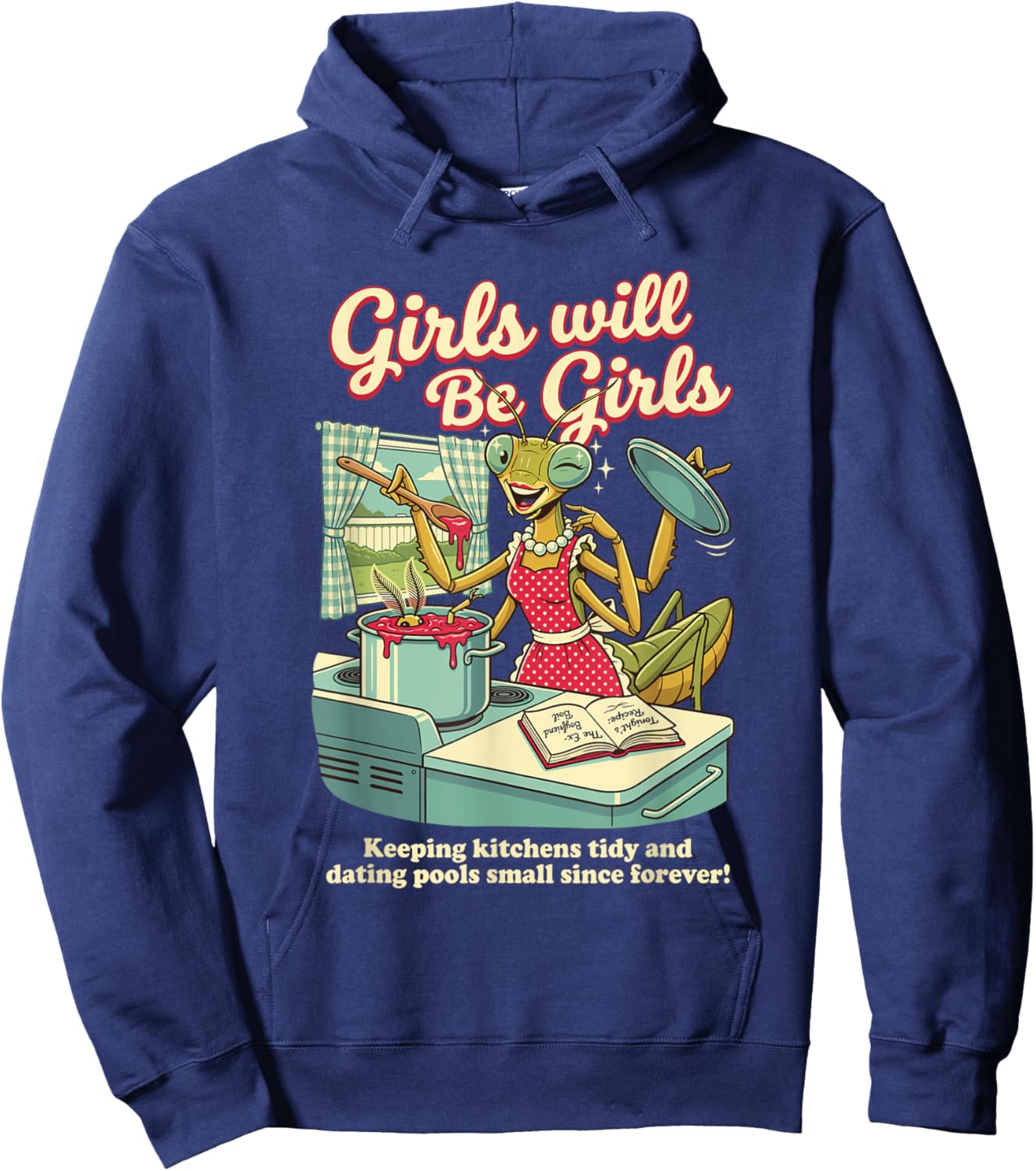 Funny Girls Praying Mantis Hoodie - Hoodie | Navy