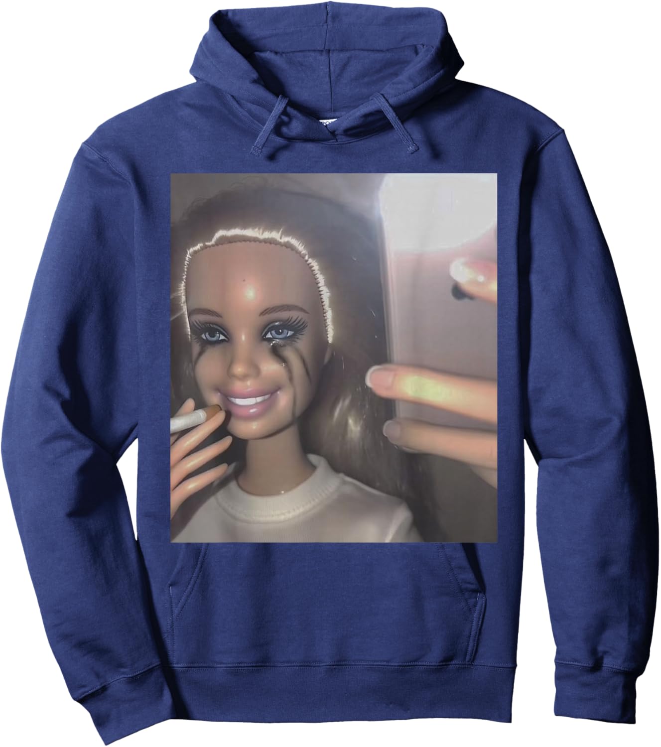 Funny Cry Doll Face Meme Men Women Hoodie - Hoodie | Navy