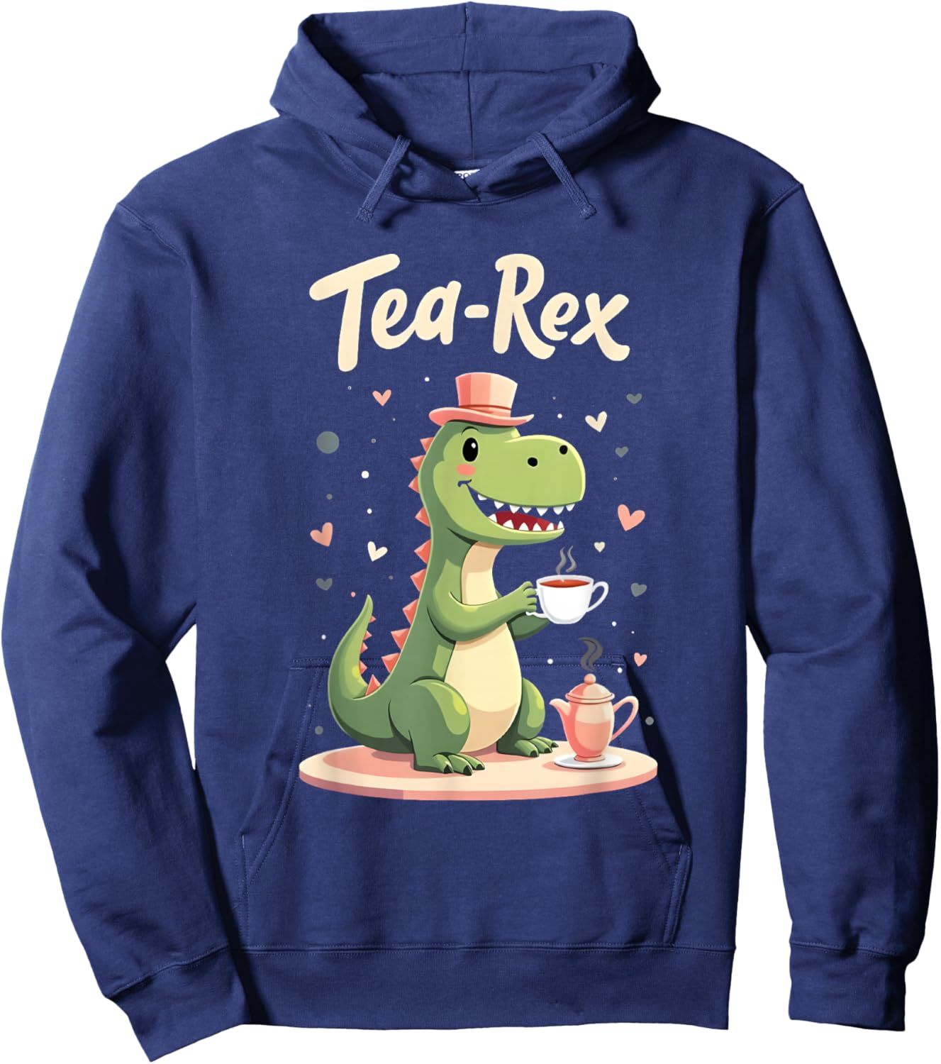Tea-Rex Tea Time Design for Kids Funny Dinosaur Hoodie - Hoodie | Navy