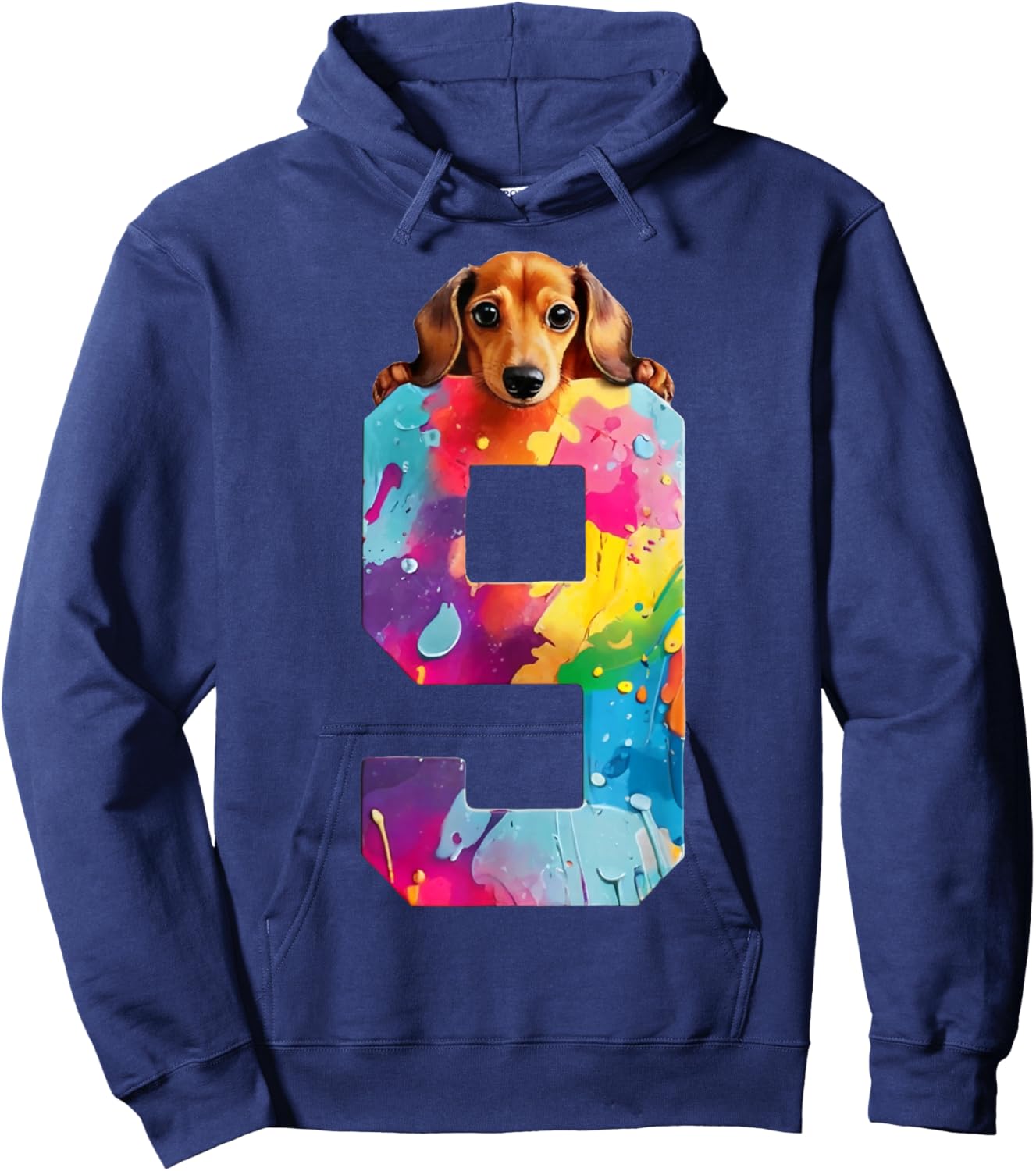 Dog 9 Years Dachshund 9th Birthday Hoodie - Hoodie | Navy