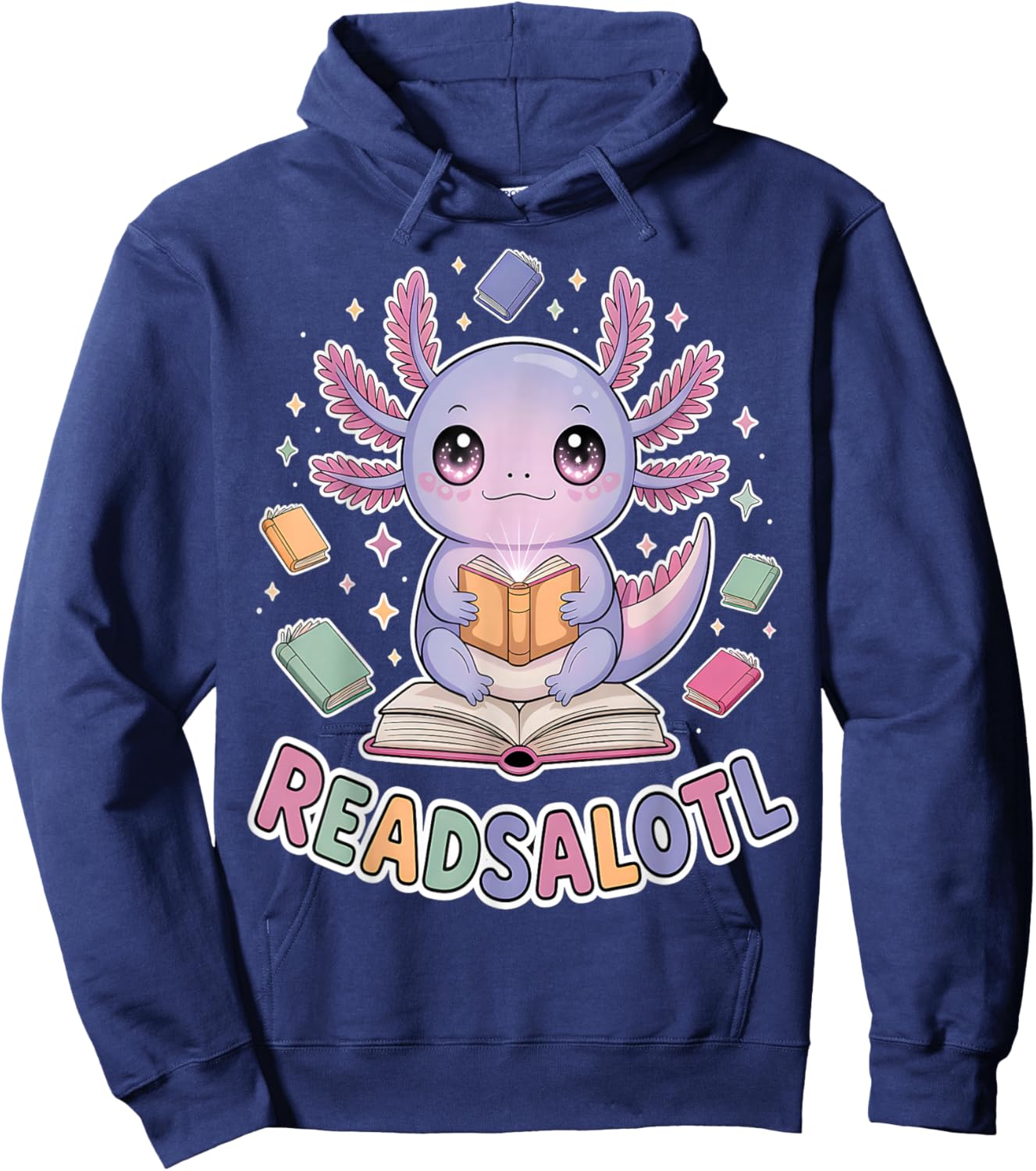 ReadsAlotl Axolotl Book Lover Cute Reading Hoodie - Hoodie | Navy