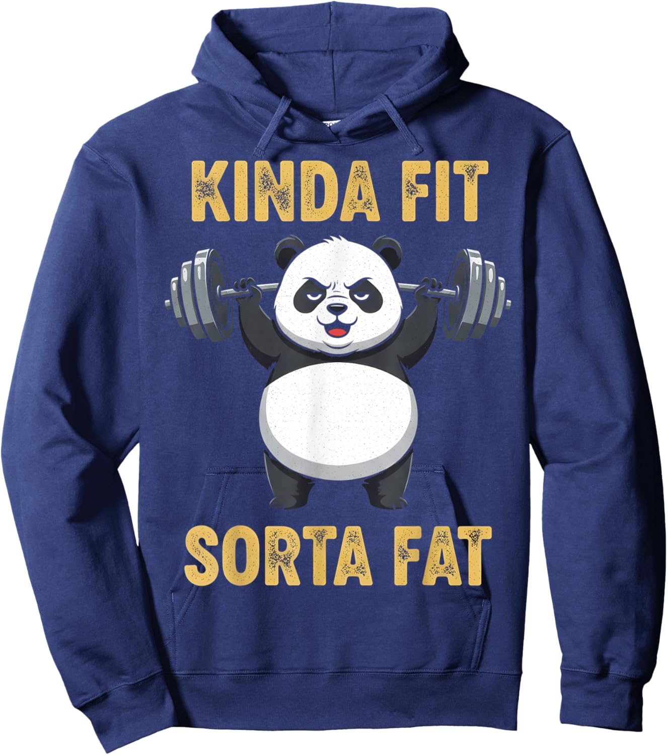 Kinda Fit Sorta Fat Funny Gym Workout Panda Hoodie - Hoodie | Navy