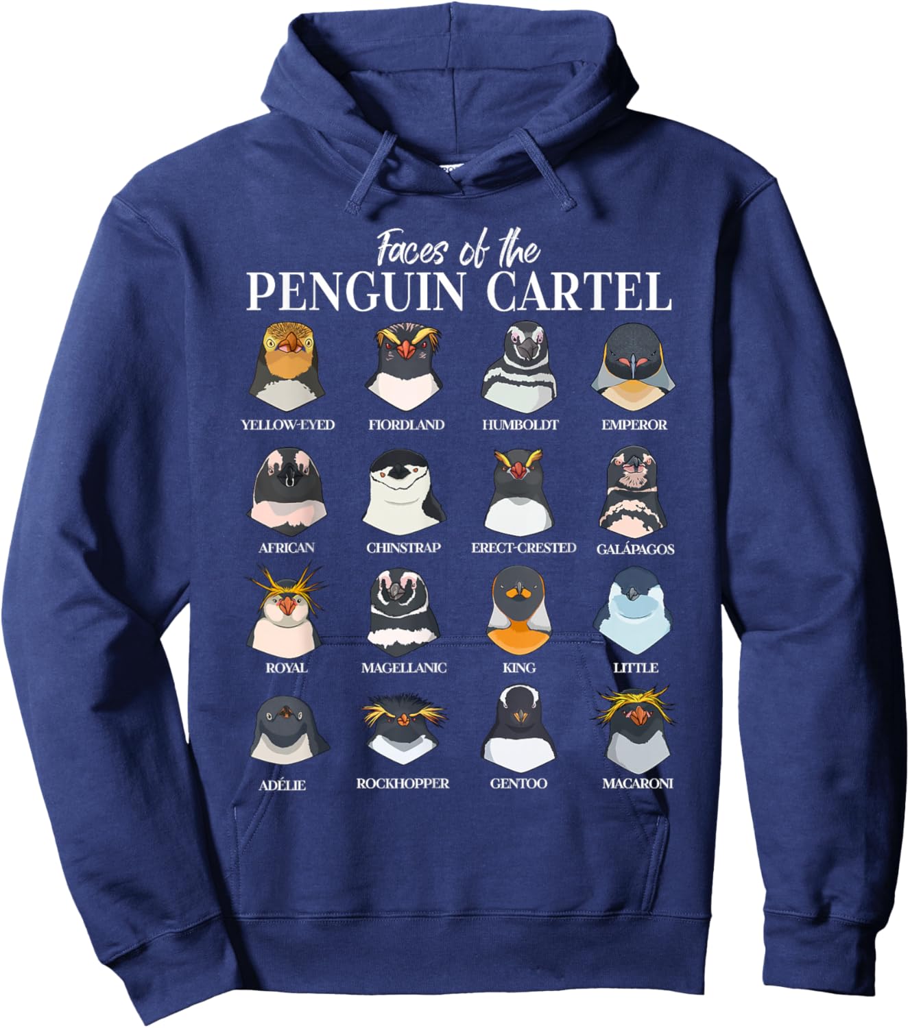 Penguin Cartel - types of penguins Hoodie - Hoodie | Navy