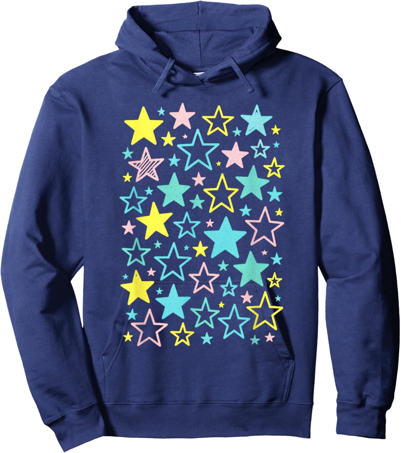 Colorful Stars - Fun Pattern Art Hoodie - Hoodie | Navy
