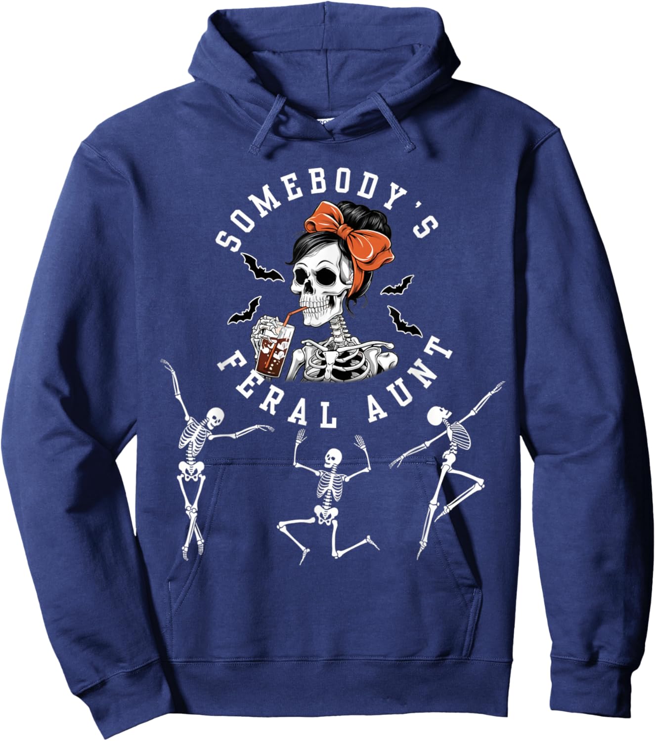 Somebody's Feral Aunt Halloween Skeleton Hoodie - Hoodie | Navy