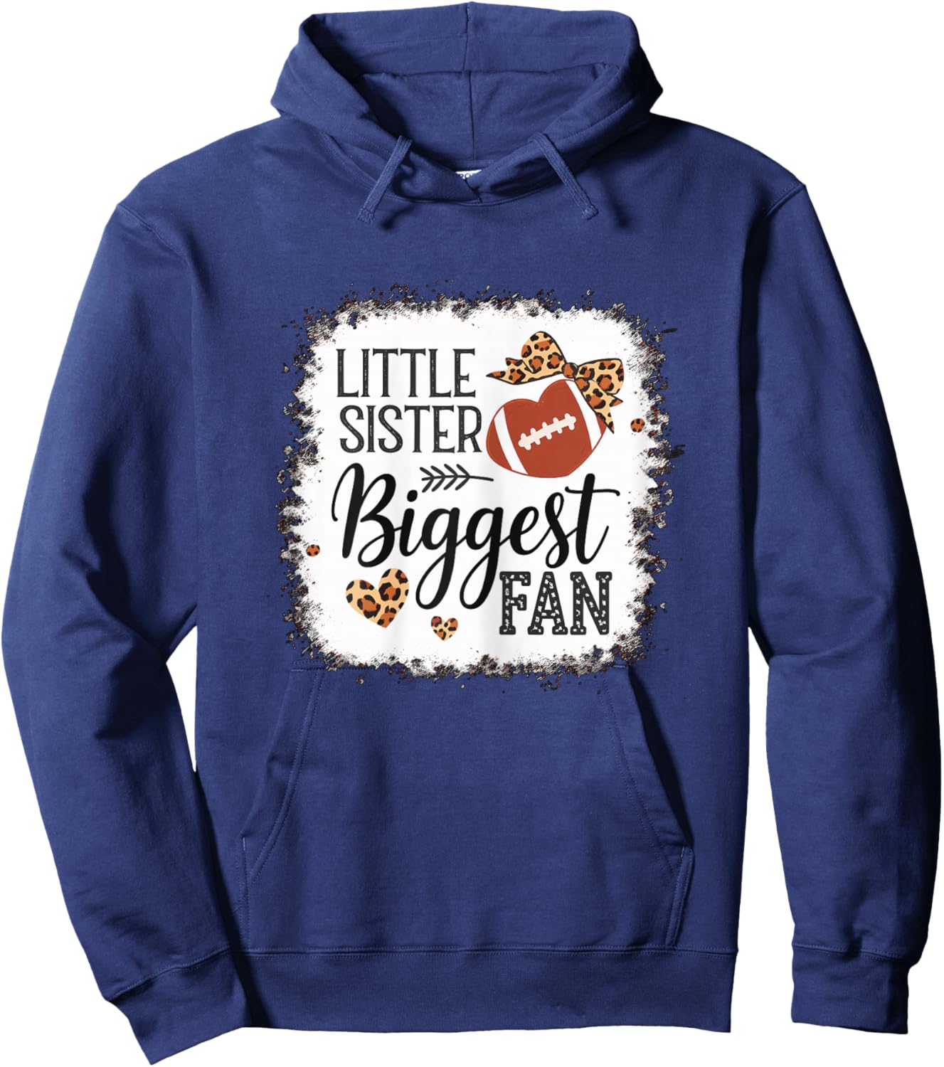 Little Sister biggest Fan Football Sister Hoodie - Hoodie | Navy