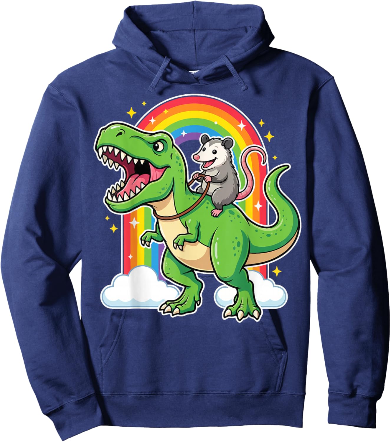 Opossum Riding T-Rex Hoodie - Hoodie | Navy