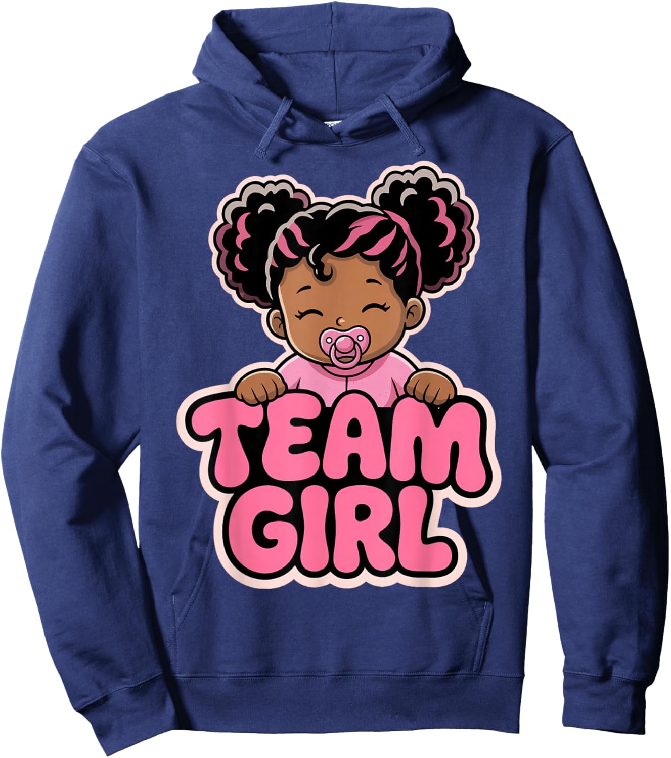 Gender Reveal Party Afro Team Girl Announcement Hoodie - Hoodie | Navy
