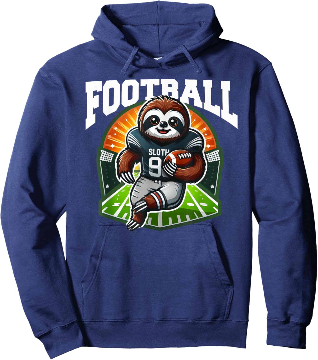 Football Sloth Playing Football Games Hoodie - Hoodie | Navy