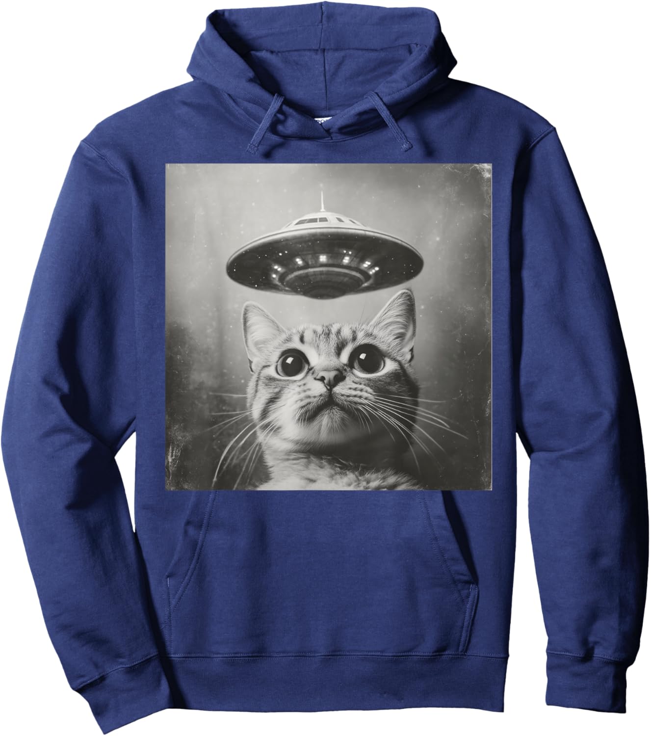 Cat Selfie With Alien UFO Funny Cat Hoodie - Hoodie | Navy