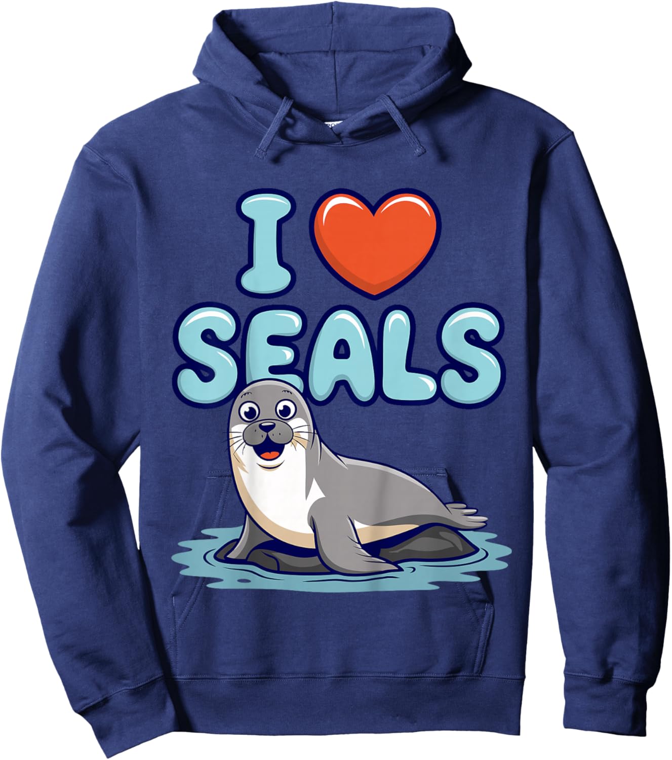 Kids I Love Seals Kids Hoodie - Hoodie | Navy