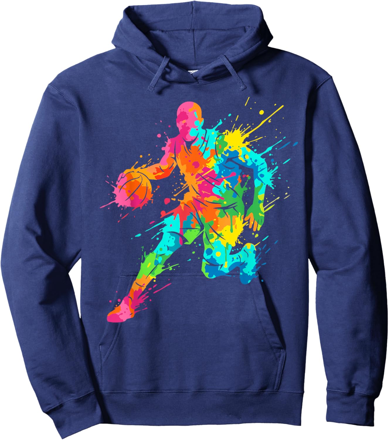 Retro Basketball Player Colorful Ball Colorful Hoodie - Hoodie | Navy